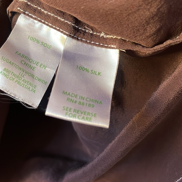 Lilly Pulitzer 100% Silk Brown XS Elsa Top Blouse - Picture 5 of 6